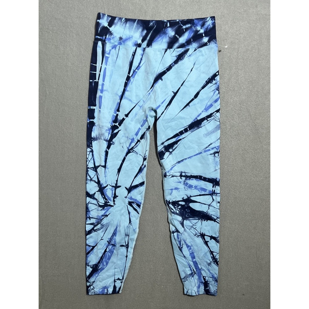 PINK ACTIVE Women's XL Blue Tie Dye Capri Leggings High Rise Yoga Gym Workout